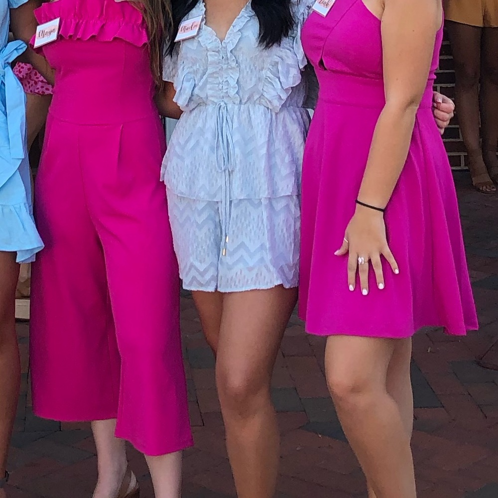 Blue Ruffle Layer Romper Mini Dress - Picture 2 of 13